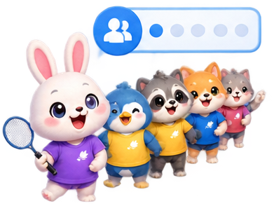 Bunny leading a line of players